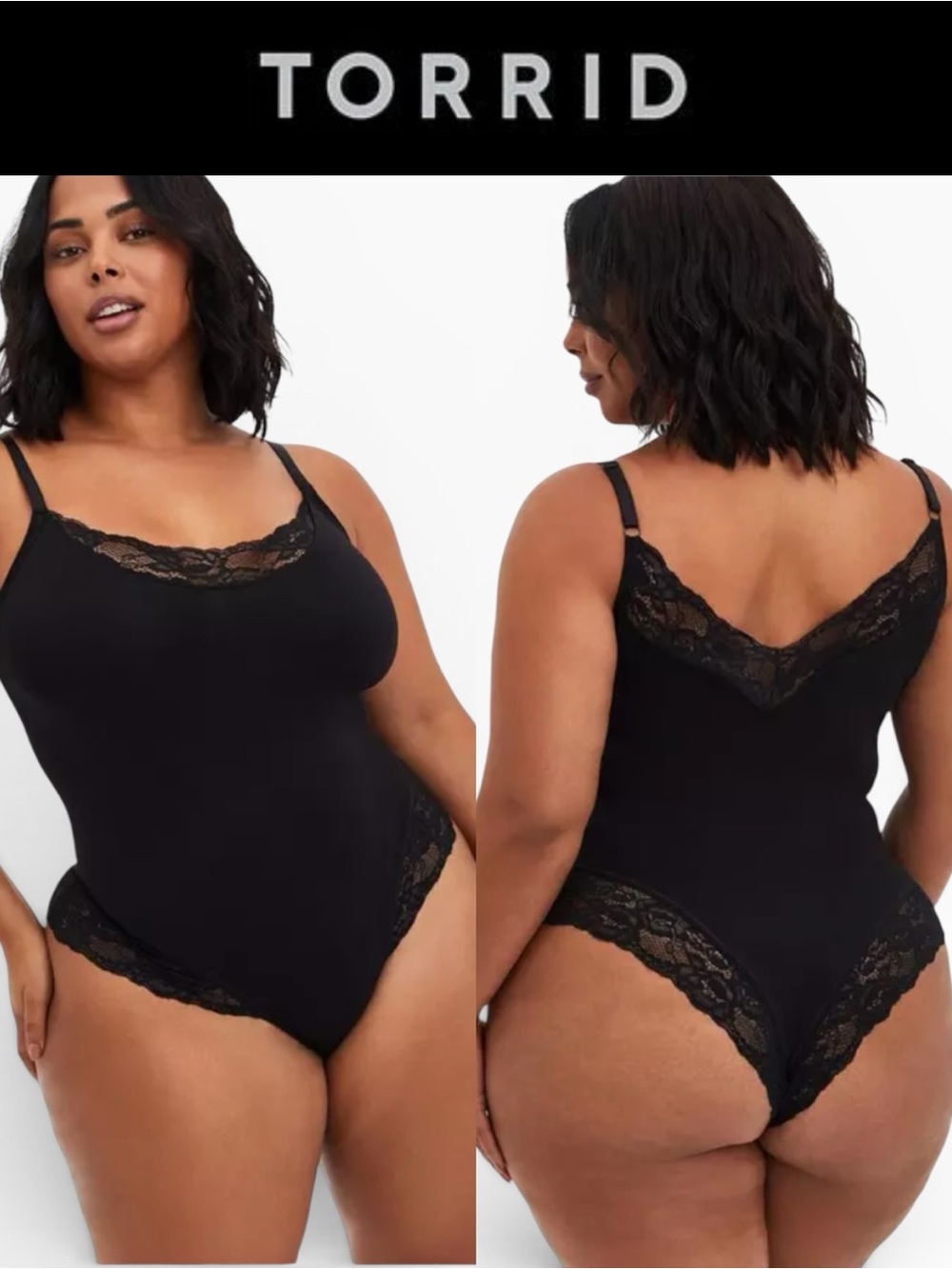 TORRID BLACK SEAMLESS FLIRT LACE TRIM BODYSUIT SIZE 2X PLUS SIZE **NWT**